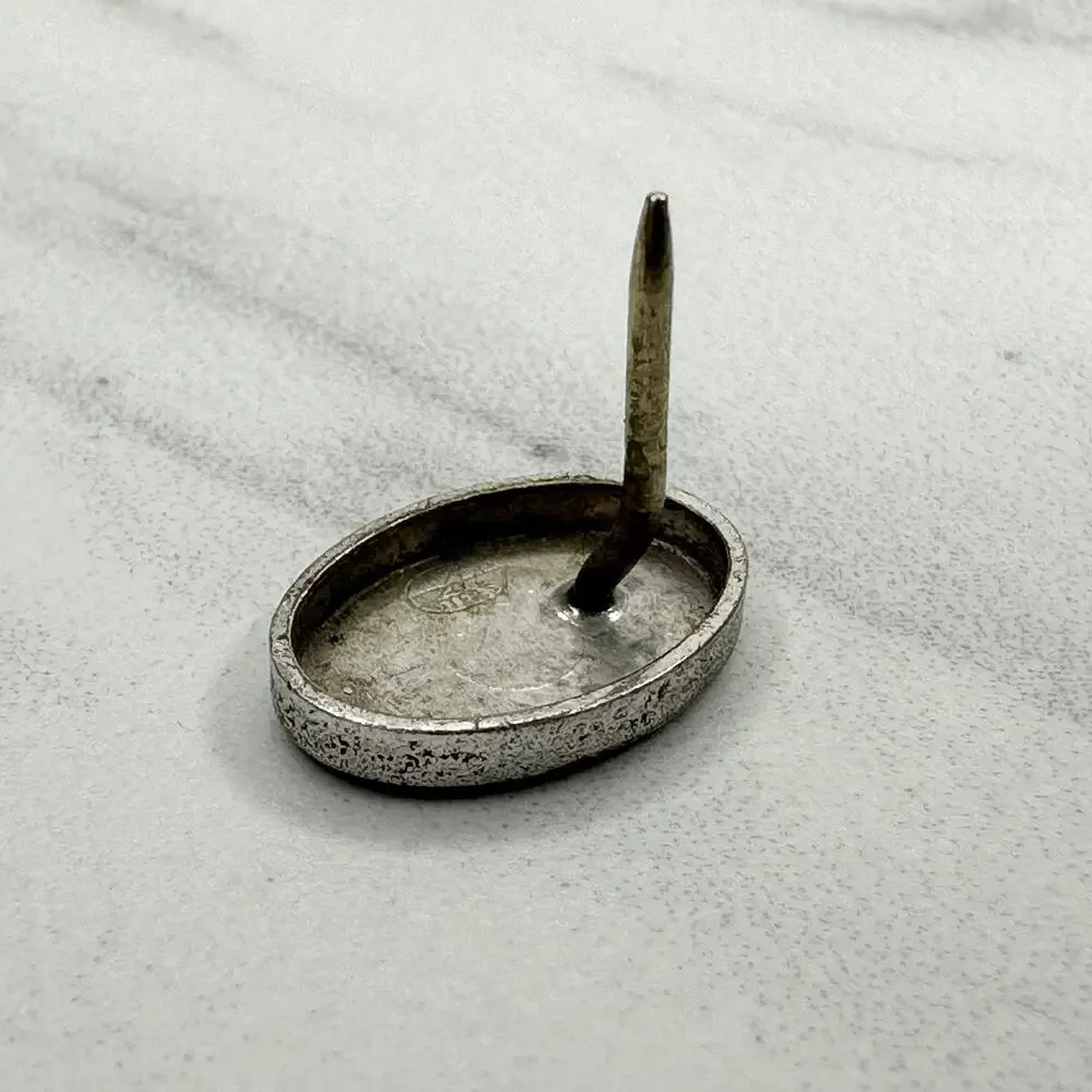 Vintage Sterling Silver Oval Lapel Tie Tack Pin